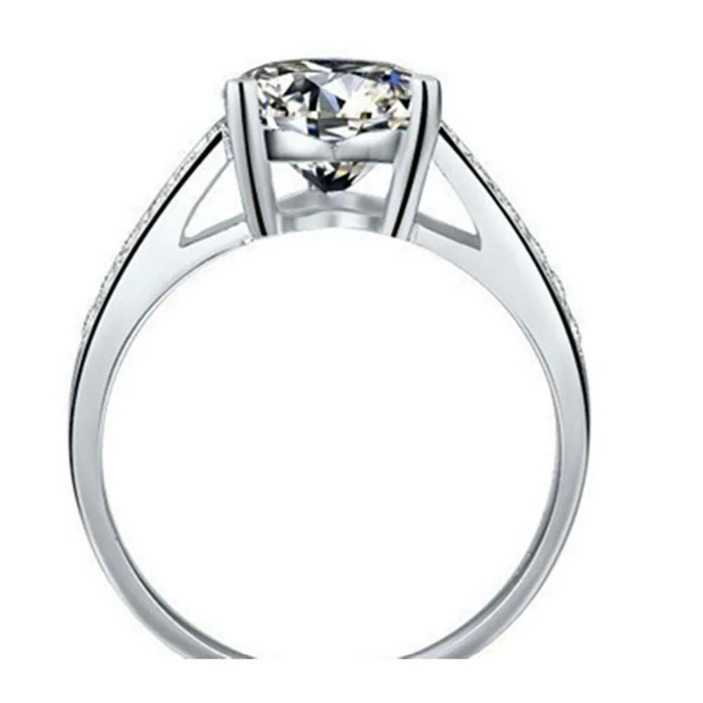 Женское кольцо из серебра пробы с бриллиантами в форме сердца|engagement clothes|ring