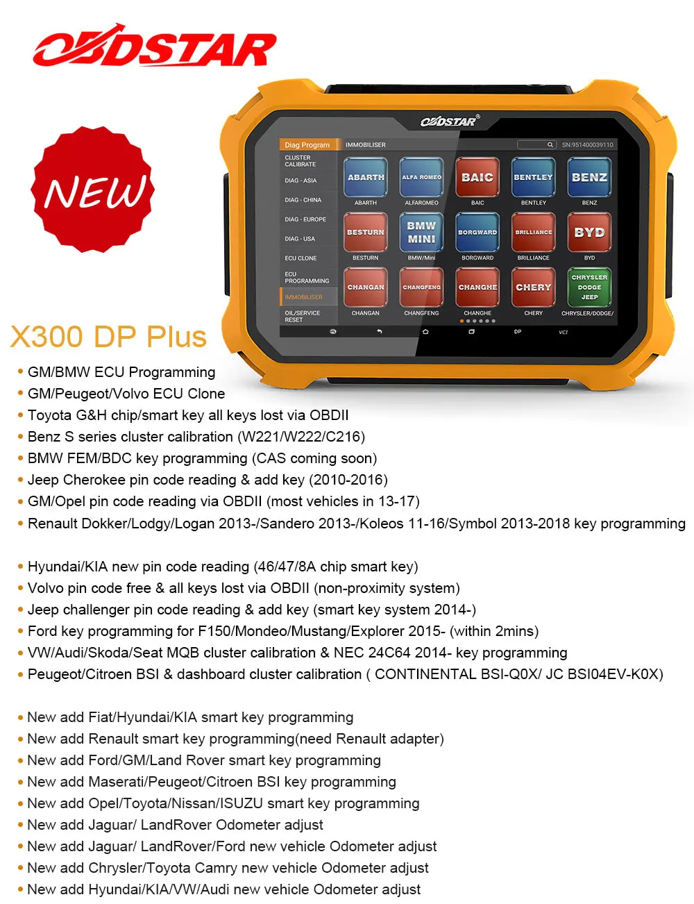 OBDSTAR X300 DP плюс автоматический ключ программист одометр коррекция EEPROM для Toyota ECU
