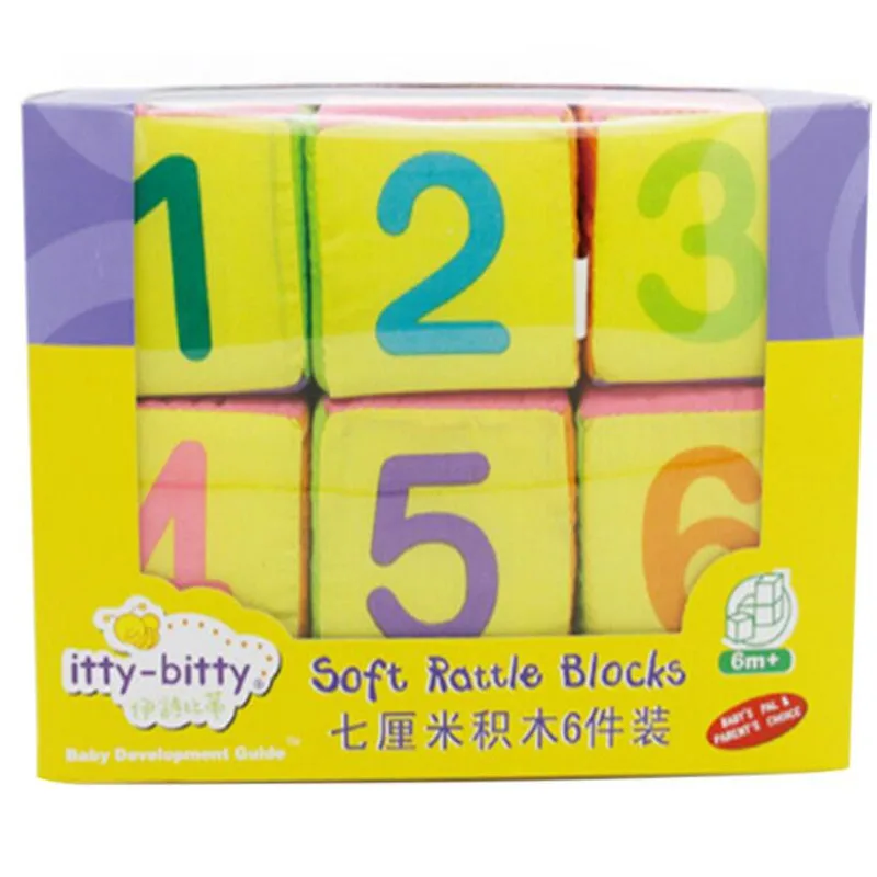 

6pcs/lot Baby Cloth Rattles Toys Infant Building Blocks Kids Numbers Fruit Learning Educational Toy Soft Stuffed Plush Cube Gift