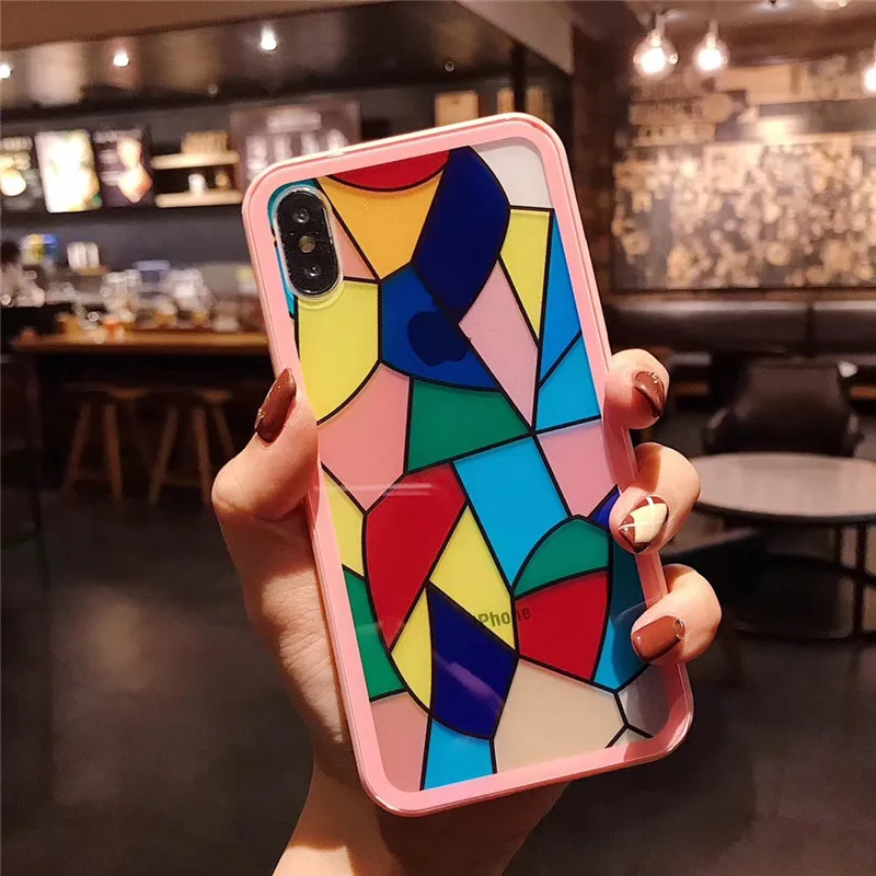 Модный чехол для iPhone 6 6s 7 8 Plus X XR XS Max телефона роскошный корпус из радужного стекла
