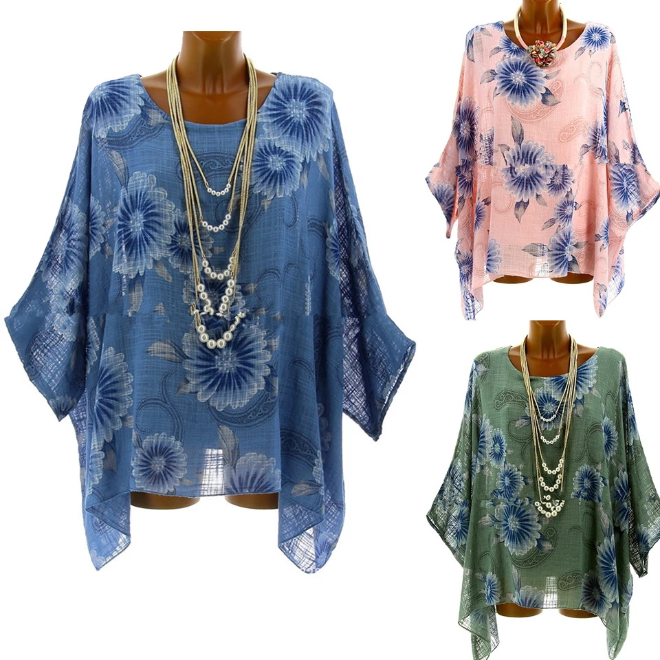 Нерегулярный Футболка Крылья Летучей Мыши Туника Больше Плюс Сайз 5xl Оверсайз