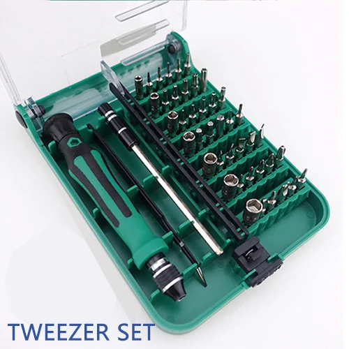 45 in 1 Tweezer Set Набор Магнитных отверток 45 в 1 Набор прецизионных отверток 9002/9001 с пинцетом - Цвет: 45 in 1 Tweezer Set