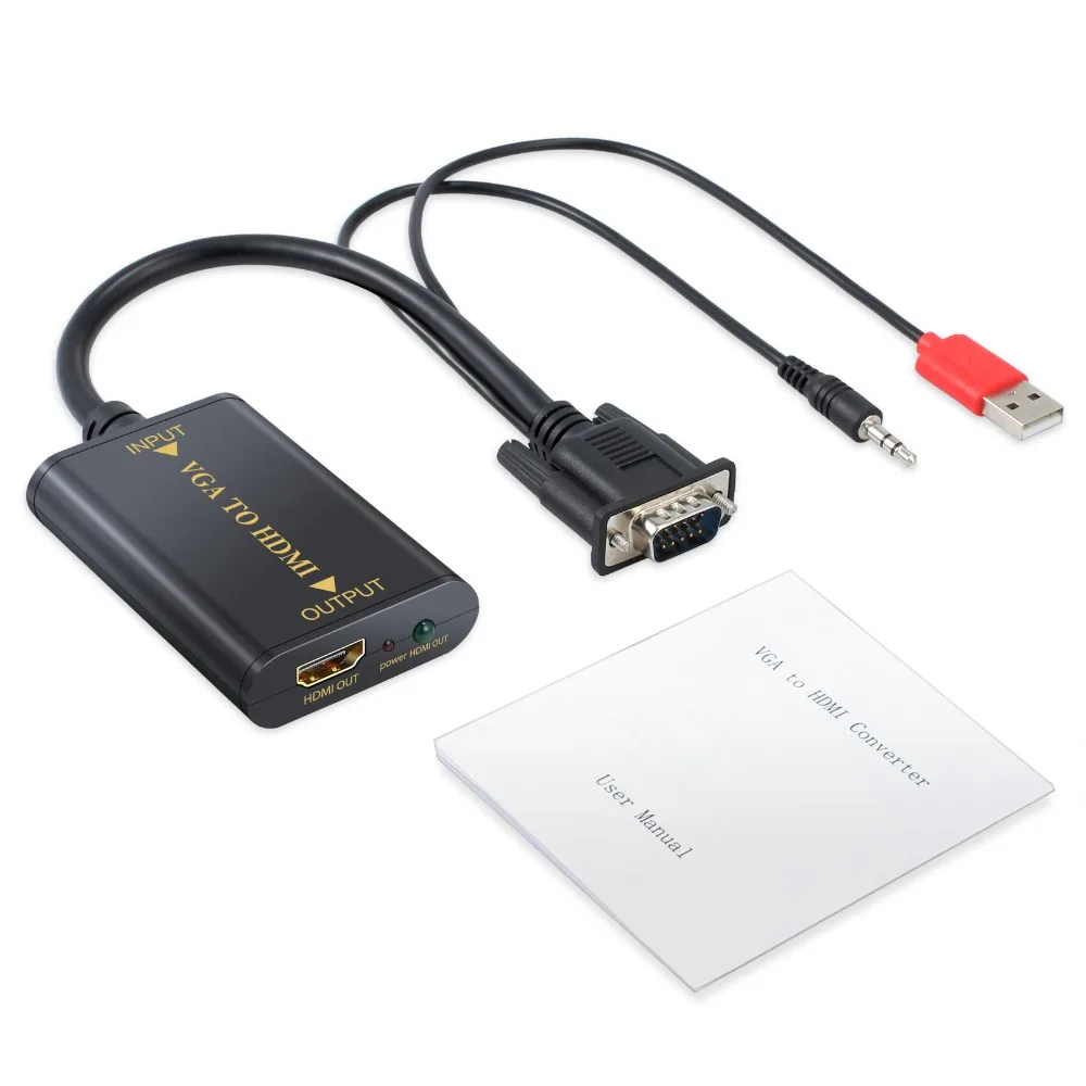 Prozor 1080P VGA к HDMI совместимый конвертер Поддержка 1.3b с 2CH аудио для ПК DVD