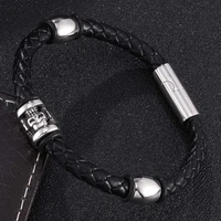 punk jewelry men leather bracelets magnetic buckle charm skull bracelets for men best christmas gifts bb0412