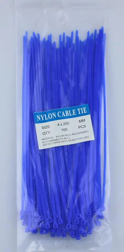 blue 100/лот 4*200 мм ширина 3 мм Красочные Заводские стандартные самоблокирующиеся пластиковые нейлоновые кабельные стяжки, стяжка для провода 4x200 - Цвет: blue