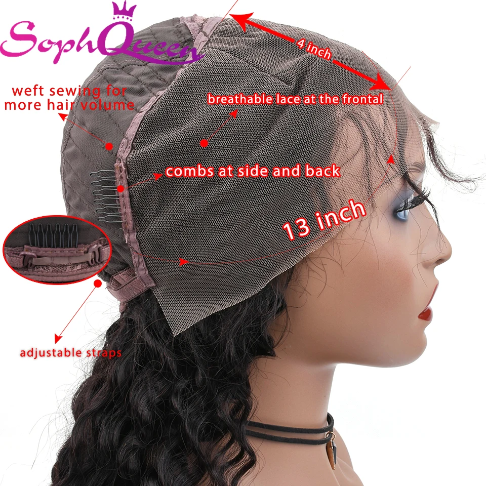 Soph queen hair 13*4 фронтальные человеческие волосы парики для черных женщин перуанские глубокие волнистые волосы парики с волосами младенца естественного цвета