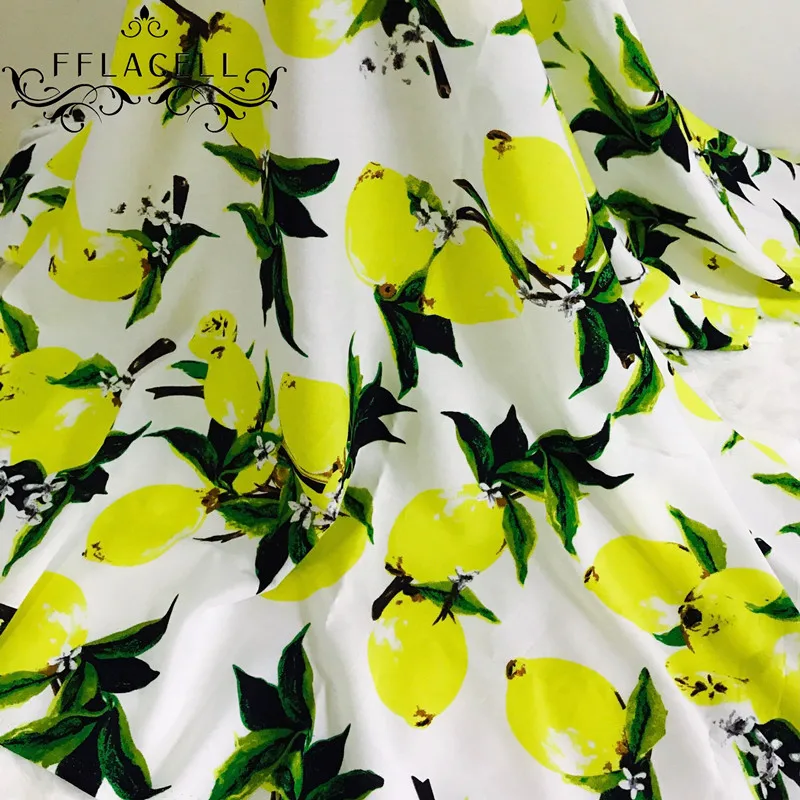 Хлопковый поплин с лимонным принтом FFLACELL лоскутные материалы для шитья