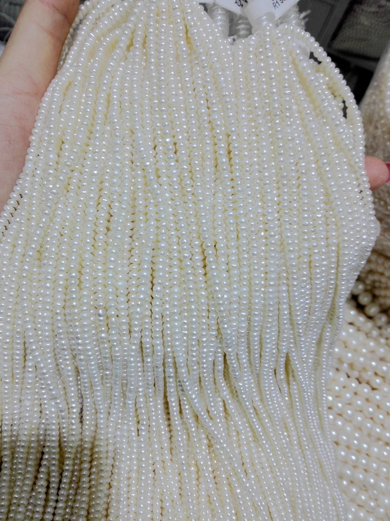 

Wholesale Real Pearl Bead 2.8x3.2mm 15'' white Natural Freshwater Pearl Real Pearl Bead Loose Bead one strands