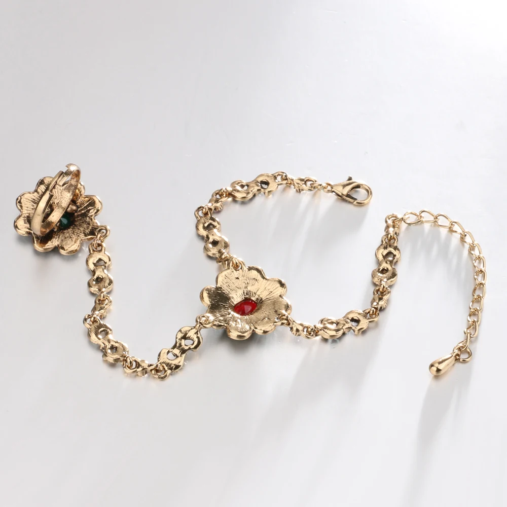 Kinel Дубай ювелирные наборы браслет звеньевые кольца для женщин античный золотой