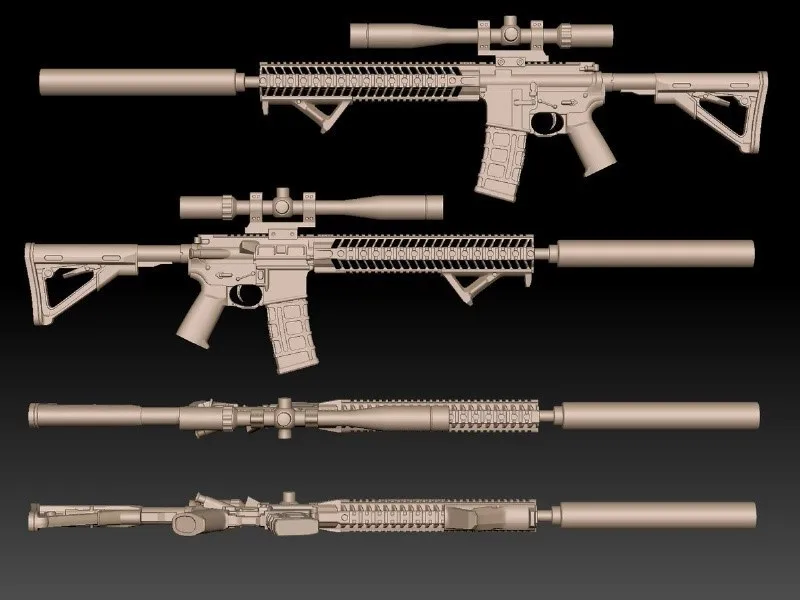Набор фигурок из смолы, 1/8, набор для девочек с фронтальной линией ST AR-15, Штурмовая винтовка, гараж, набор из смолы