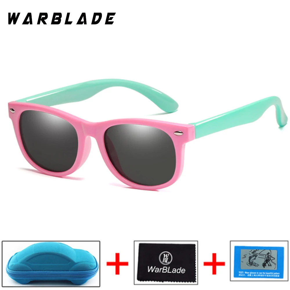 WarBLade Children Girls Safety Polaroid UV400 Kids Boys TR90 Polarized Sunglasses Mirror Sun Glasses Sport oculos With Case