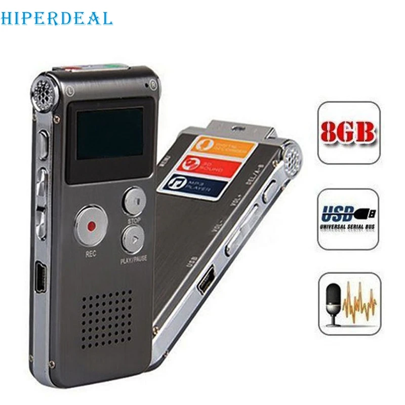 HIPERDEAL 8 Гб цифровой Аудио Диктофон оригинальный MP3 плеер встроенный динамик