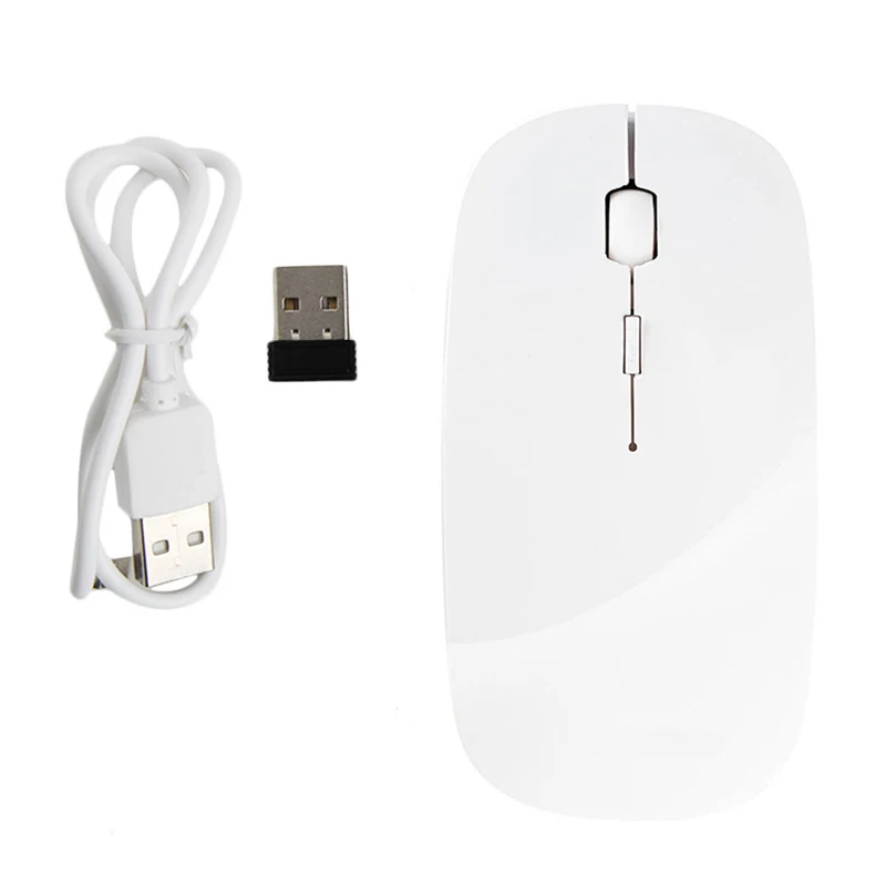 White 2 цвета USB перезаряжаемая мышь 2,4G Беспроводная Бесшумная оптическая мышь для домашнего использования в офисе для настольного ноутбука ПК - Цвет: White