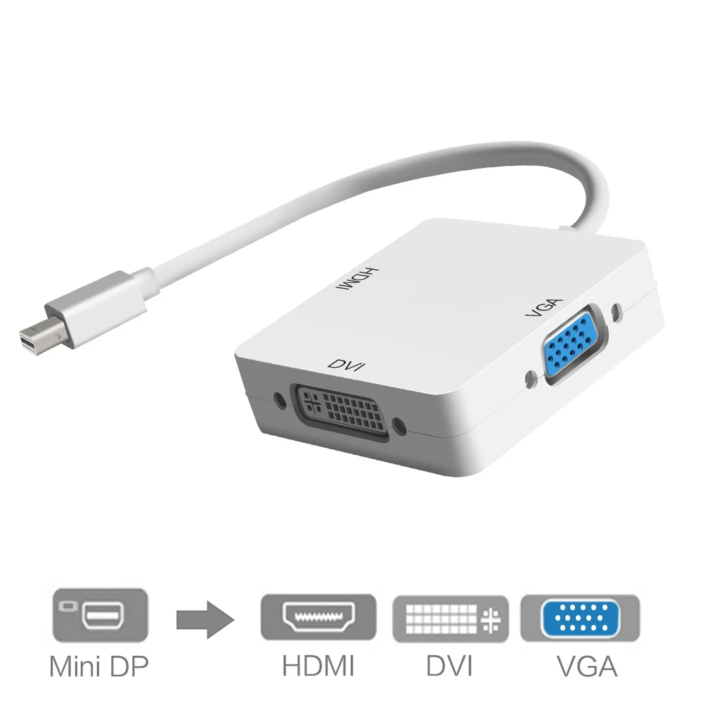 MOOJECAL Новый 3 в 1 Mini DisplayPort к HDMI VGA DVI тройной Мини кабель адаптера DP для Apple MacBook Pro Mac