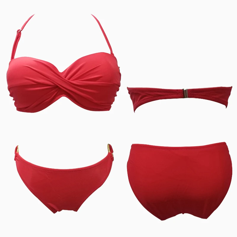 2019 new hot candy solid color split bikini metal ring decoration four colors optional |