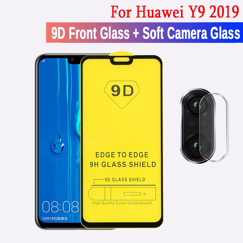 Закаленное стекло и пленка для объектива камеры 2 в 1 9D Huawei Y9 2019 JKM LX1 LX2 LX3 защитная