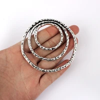 3pcs antique large harmmered round circle charms pendants for diy jewelry findings making 70x70mm