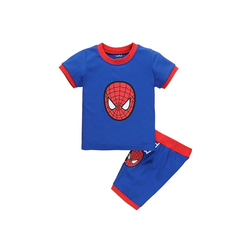 Одежда для мальчиков Пижама с суперменом шорты человеком-пауком комплект одежды