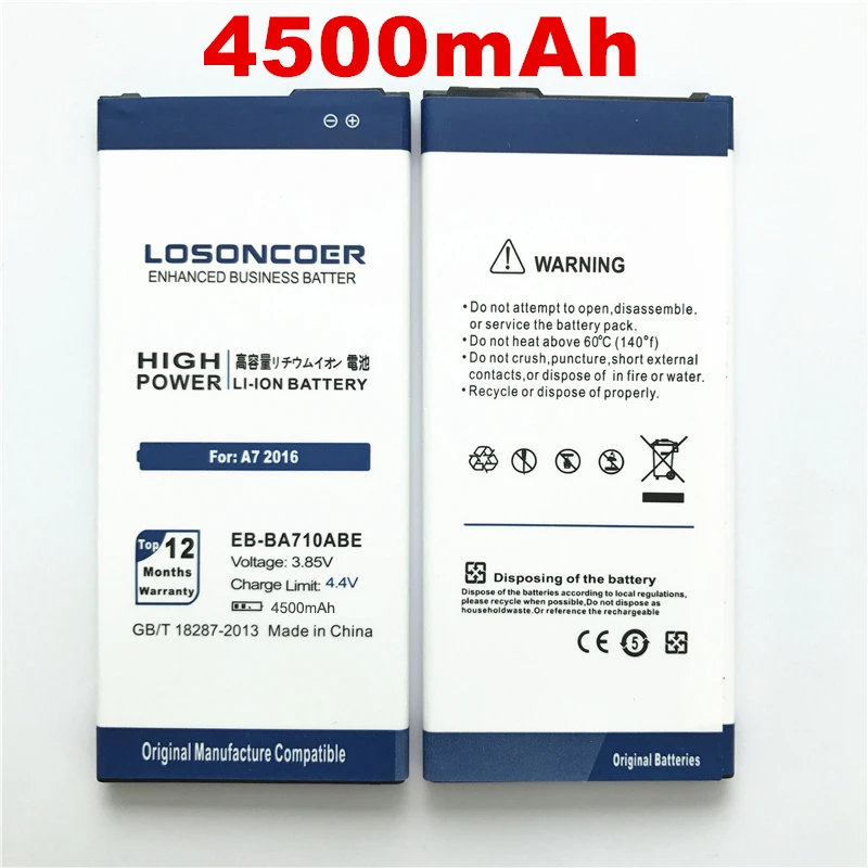 LOSONCOER 4500 мАч EB-BA710ABE для samsung GALAXY A7 A7100 A7109 A710 A710F Замена литий-ионных аккумуляторов для телефонов