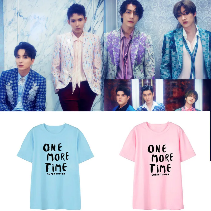 K Pop Kpop Super Junior One More Time Album Shirts HipHop Casual Loose Clothes Tshirt T Shirt Short Sleeve Tops T-shirt DX847 | Женская