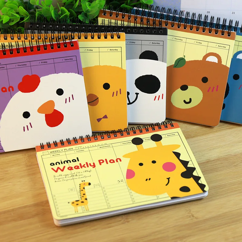 Креативный милый еженедельник с животными панда кавайный Медведь Олень блокнот