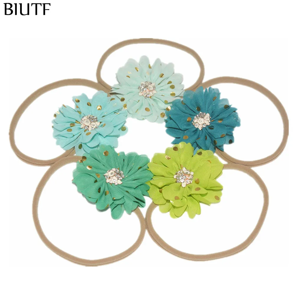 3 шт./лот эластичная нейлоновая повязка на голову коричневого цвета с пуговицами