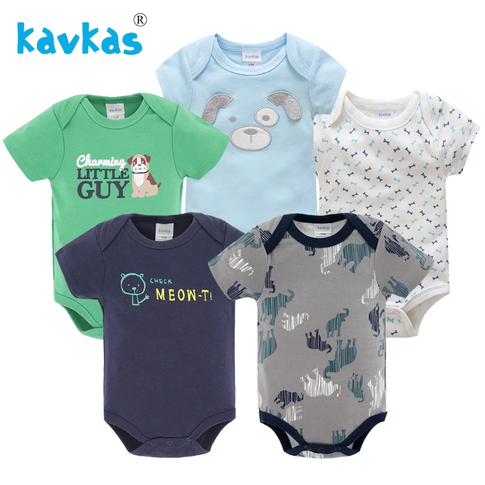 Kavkas/5 шт./лот Детские комбинезоны с короткими рукавами Комбинезоны из 100% хлопка