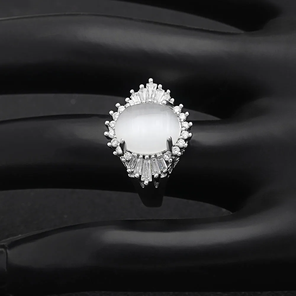 Hainon белые большие овальные огненные опаловые кольца для женщин AAA обручальное