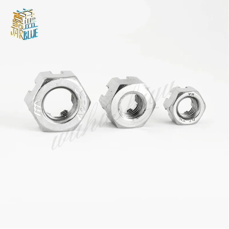 

1PCS M6/M8/M10/M12/M14/M16/M18/M20 304 Stainless steel Groove Nuts Slotted Hex Nuts Flower Slot Nut