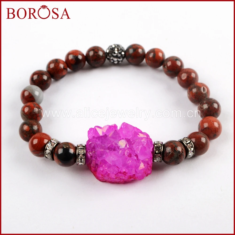 BOROSA 5 шт. модный Радужный кулон агатес druzy с 8 мм разноцветными Каменными бусинами