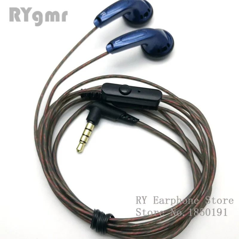 RY4S оригинальные наушники-вкладыши 15 мм качество музыки звук HIFI наушники(MX500 стильные наушники) 3,5 мм L изгиб hifi кабель - Цвет: RY4S Blue  with mic