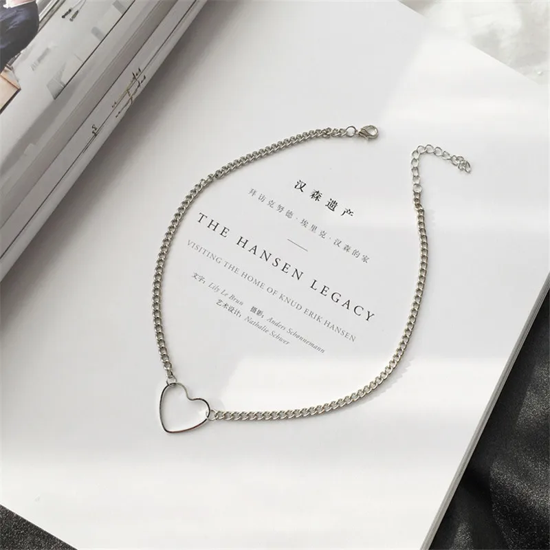 Простой корейский стиль любовь Сердце ключицы Цепочки и ожерелья Модные