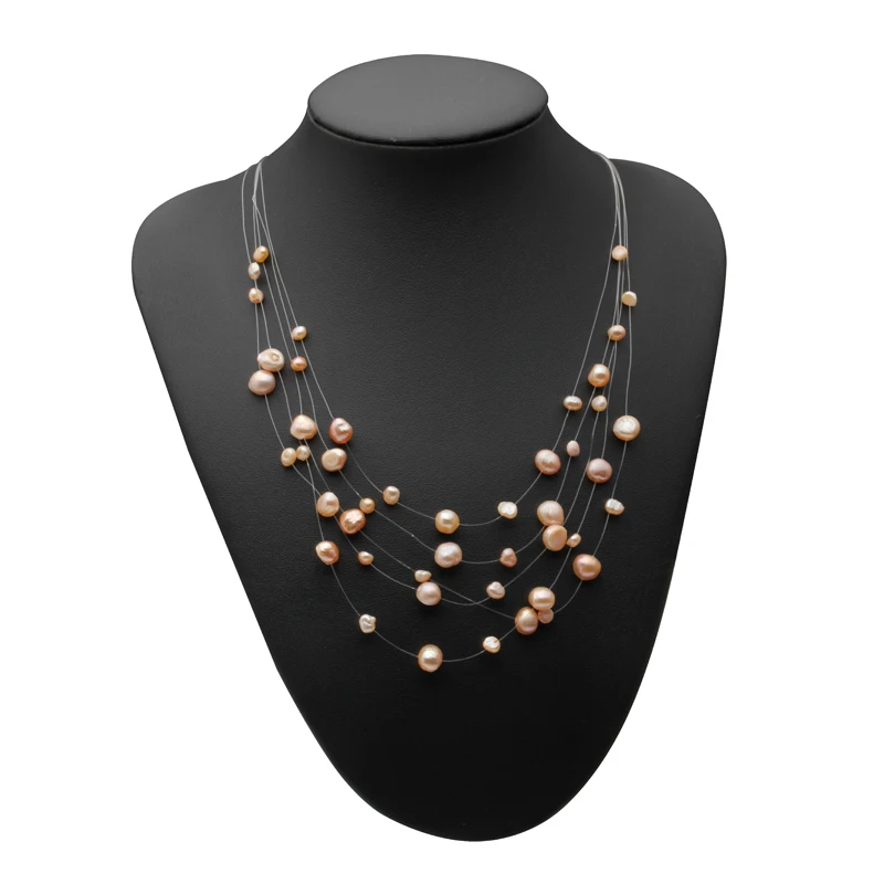 

Beautifual real baroque natural freshwater grey pearl necklace women layered necklace wedding birthday gift