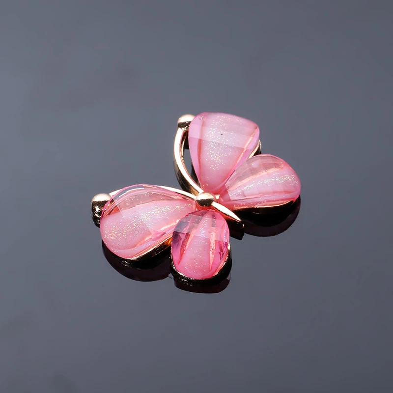 Pink Новинка 100 шт Бабочка пуговицы из сплава горного хрусталя/Пряжка, Украшение Кнопки DIY аксессуары ZJ197 - Цвет: Pink