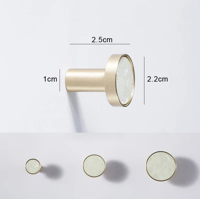 2.2cm Марбли шаблон латунная ручка комод круглые ручки для ящиков ручки/ручки для шкафа Мебельная ручка для шкафа - Цвет: 2.2cm