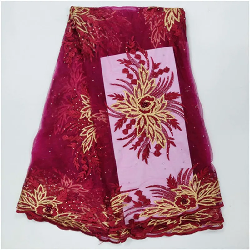 Зеленая Ткань 5 ярдов/шт. С камнями Африканское кружево ткань супер качества для