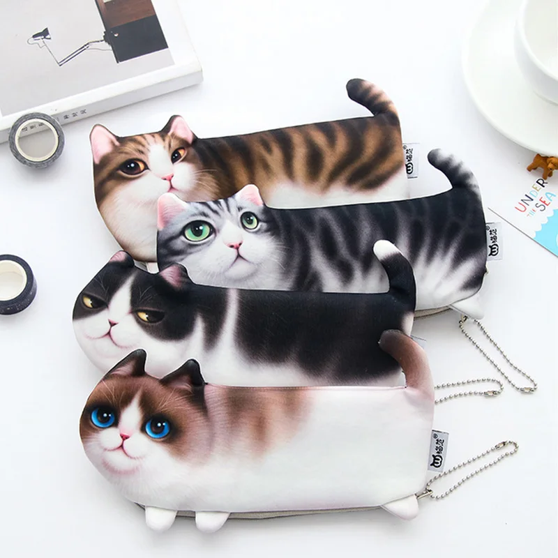 Чехол карандаш с котом креативный плюшевый чехол estojo escolar kalem kutusu Kawaii estuche пенал