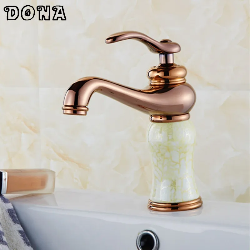 

Basin Faucets Rose Gold Finish Single Lever Basin Faucet Deck Mount Bathroom Sink Mixer Tap faucet for bathroom torneiras DDONA4