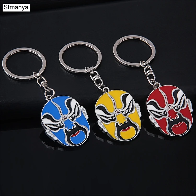 

New Metal Keychain Men Women Car Key Chain Fashion Bag Charm Accessories key Ring Peking Opera face New K1299