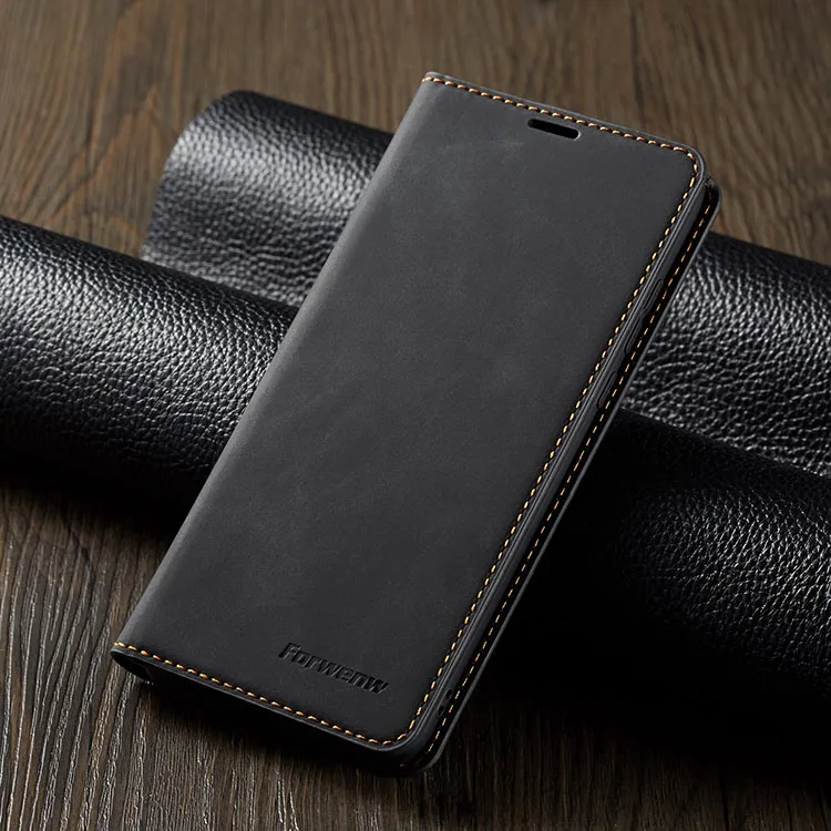 Роскошный кожаный чехол-книжка для samsung Galaxy S10, S9, S8 Plus, S10e, Note 9, A6, A7, A8, держатель для карт, Магнитный кошелек, подставка, чехол-книжка - Цвет: Black