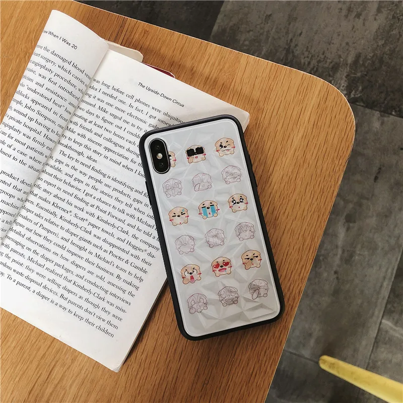 cute cartoon simple animal head portrait white soft shell rhombus phone Case For Apple iphone 6 6s 7 8 Plus X XS XR MAX case |