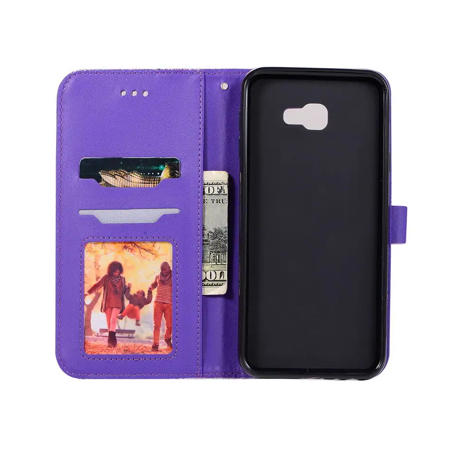 Блестящий флип-чехол для телефона из искусственной кожи Samsung Galaxy J4 Plus чехол 2018 J415F