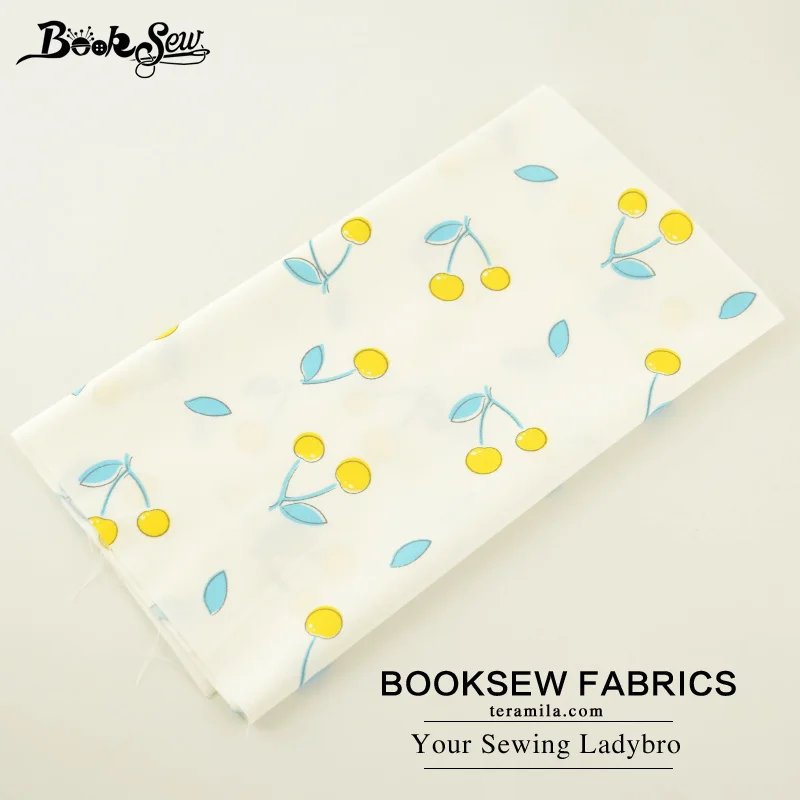 Booksew 100% хлопок саржа Ткань желтый Черрис узор Текстиль для дома Материал кровать