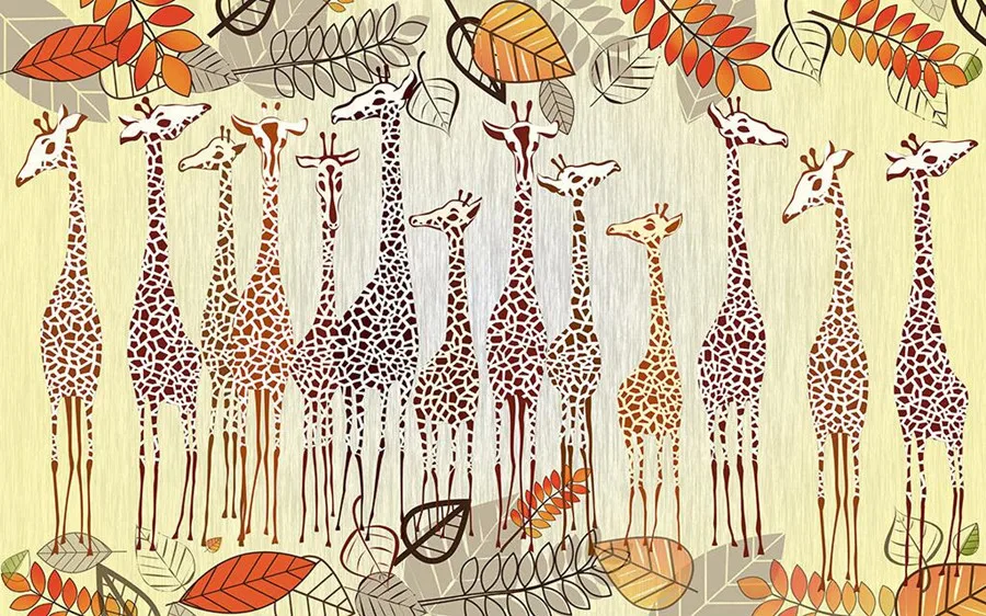 Пользовательские большие фрески абстрактные оленьи леса обои papel де parede гостиной