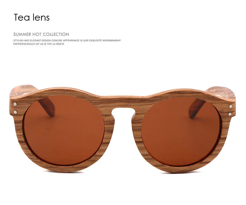 Vintage Women Round Wooden Sunglasses Polarized Mens Sun Glasses Brand Designer Zebra Wood