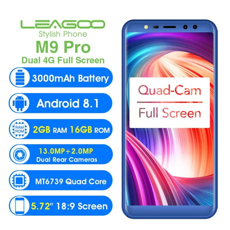 LEAGOO M9 Pro 5 72 &quotдюймовый 18:9 полноэкранный мобильный телефон Android 8 1 MT6739V