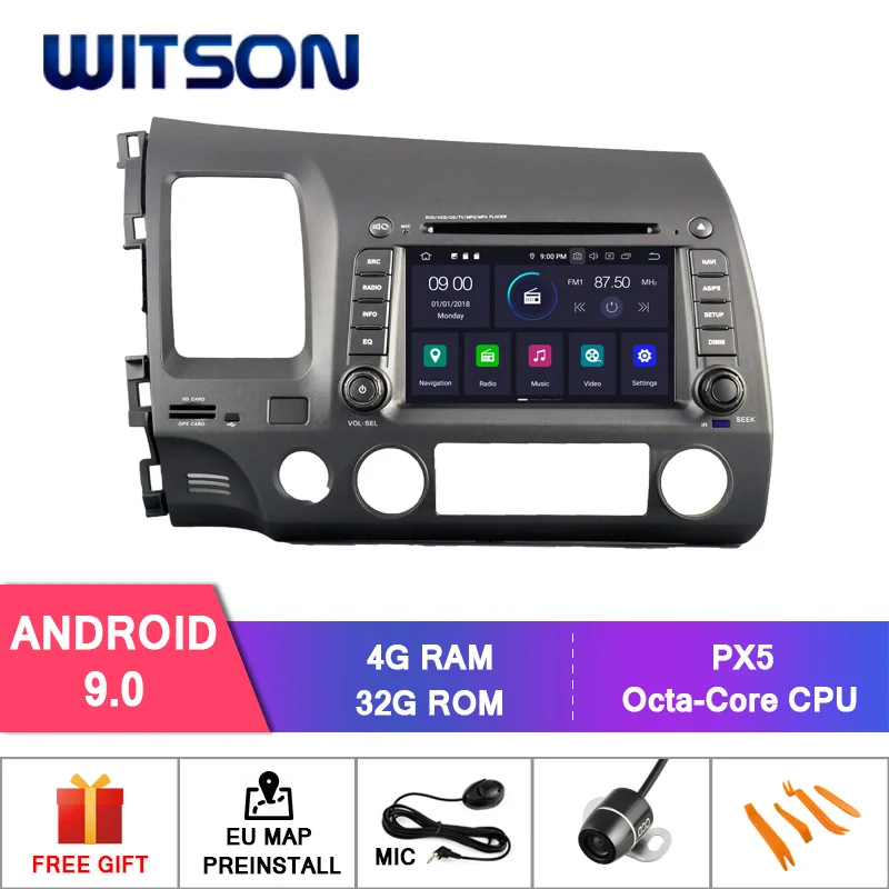 PX5 8 Core 4GB RAM WITSON Android 9,0 Восьмиядерный(восемь ядер) PX5 автомобильный dvd-плеер для HONDA CIVIC 2006-2011 ips gps радио - Цвет: PX5 8 Core 4GB RAM