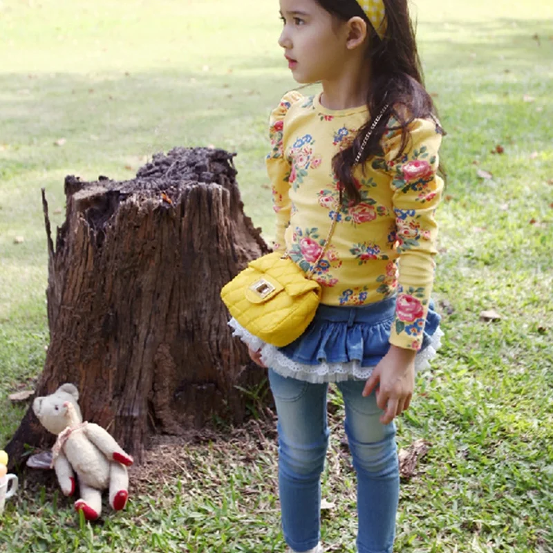 Модные кружевные джинсы с оборками для девочек демисезонные джинсовые хлопковые