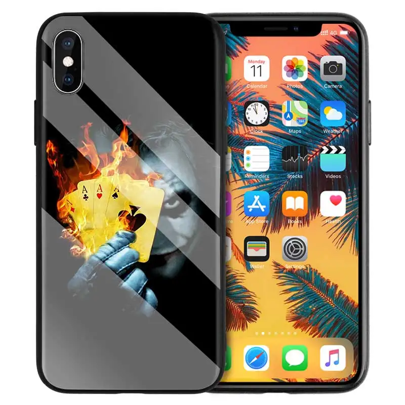 02 Чехол из закаленного стекла для iPhone 7 X, чехол для iPhone 8, 6, 6 S, 11, 11 Pro, XR, XS, MAX Plus, Бэтмен, Джокер, темный черный рыцарь, задняя крышка - Цвет: 02