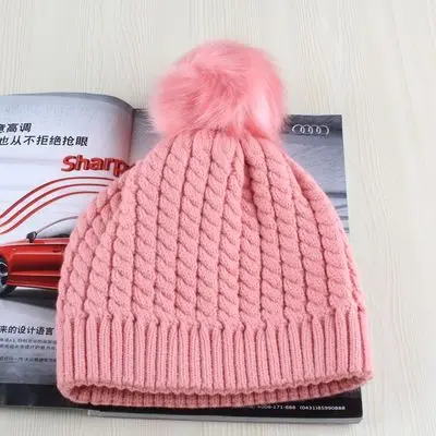 Женщины крышек beanies с пом дамы зимние шапки женские вязаные осень вязать сани